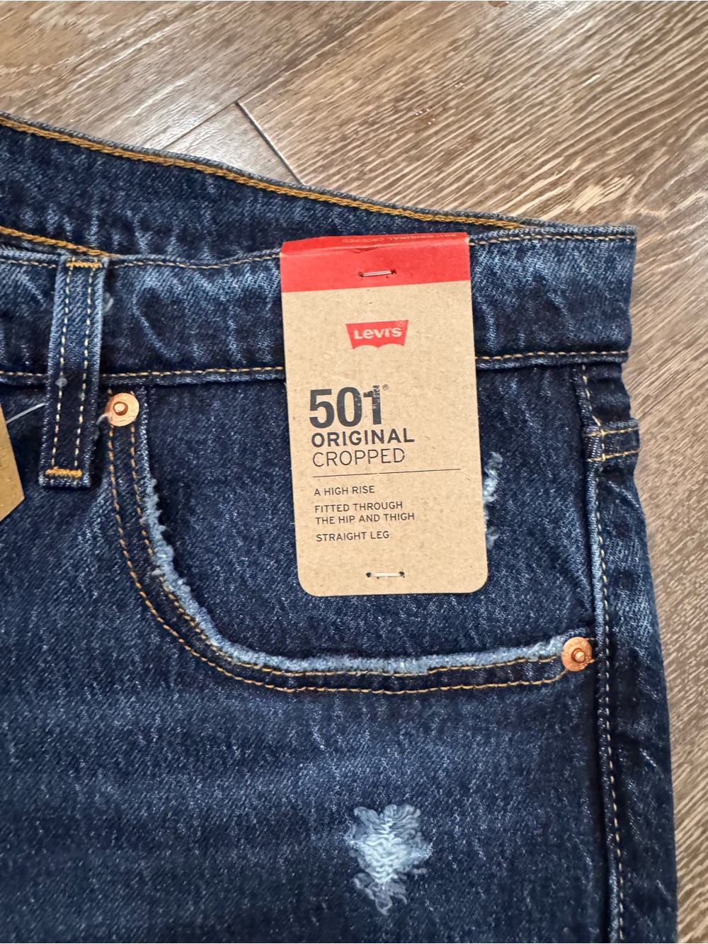 Levi's 501 Cropped Dark Indigo Denim Jeans - Picture 5 of 7